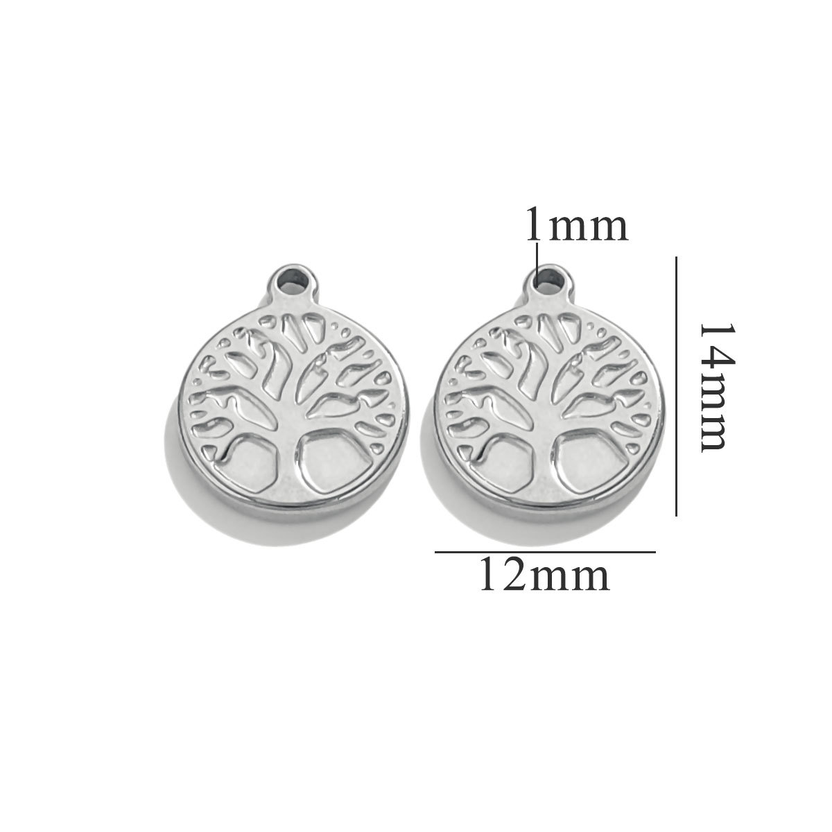 Silver color / 1 Piece Simple Retro Style Cartoon Tree Shape Stainless Steel  Gold Color Women's Pendant Picture3